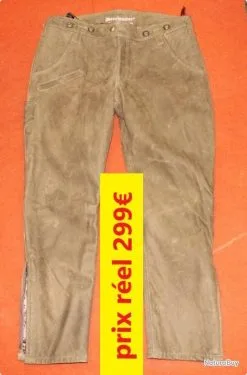 PANTALON CUIR DEERHUNTER T 50 "STRASBOURG" Vert Très Beau Les Photos Ne Donnent Rien